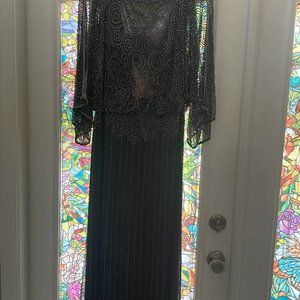 Pisarro Nights Diamond Bead Pattern Boat Neck 34 Split Sleeve